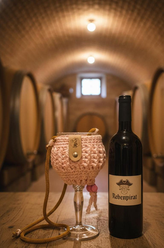 Weinglashalter zum Umhängen "Rosenquarz" - größenverstellbar - Nie wieder das Glas abstellen!